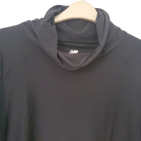 NEW BALANCE High Mock Neck Running Top Side Ruched + Side Tie Thumb Holes Yoga - Picture 2 of 6